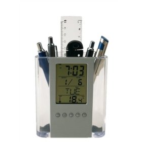 Stifthalter- Butler mit LCD Uhr
