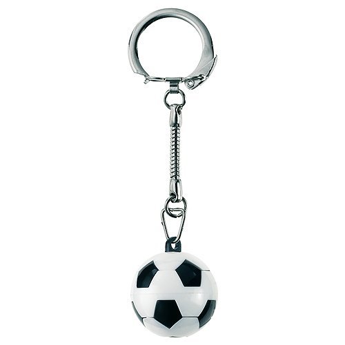 Schlüsselanhänger Knobel-Fußball, weiß/schwarz