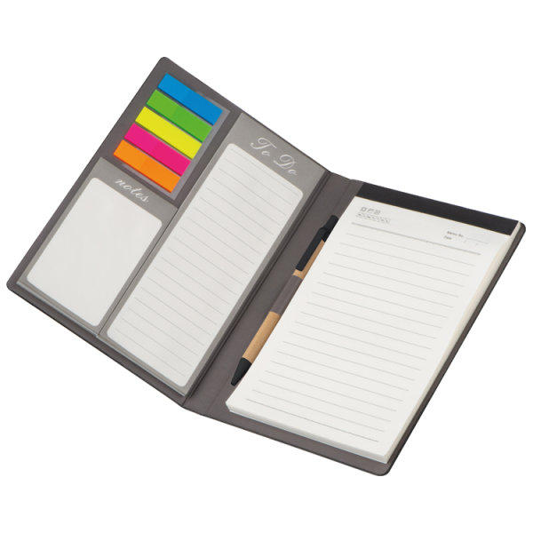 Schreibmappe mit PU Einband, Notizen, To Do Liste und Haftmarkern